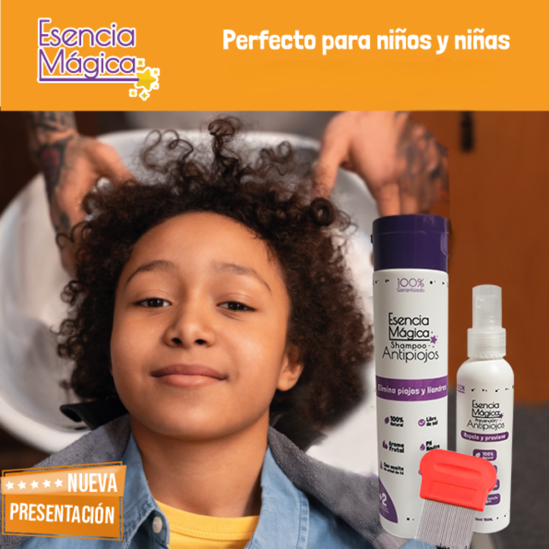 Esencia Mágica Shampoo + Spray Anti Piojos - Cabello protegido, limpio y libre de intrusos 🎁TRATAMINETO COMPLETO CON 28% DCTO