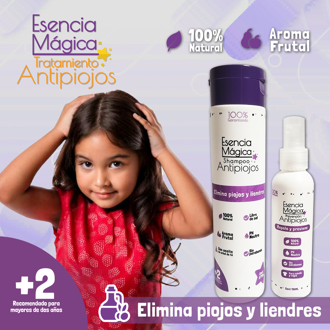 Esencia Mágica Shampoo + Spray Anti Piojos - Cabello protegido, limpio y libre de intrusos 🎁TRATAMINETO COMPLETO CON 28% DCTO