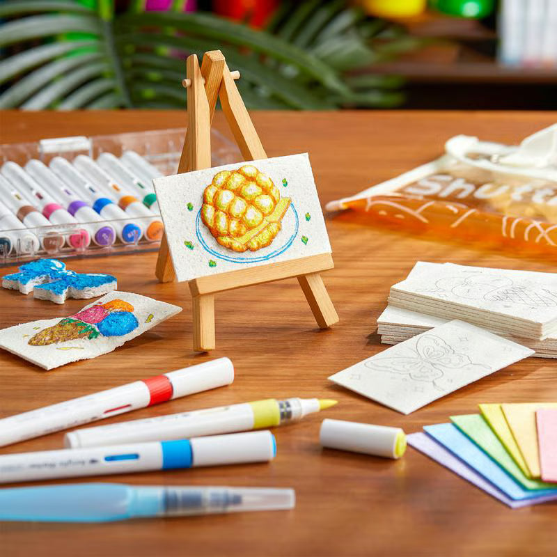 Kit Creativo de Pintura 3D - Contiene 10 hojas 65 mm redondas o en corazón y 110 × 70 mm rectangulares 12 marcadores, 3 pinceles y 10 cadenas para dar vida a tus ideas de forma divertida y original 🎁OFERTE UNICA 40%DCTO