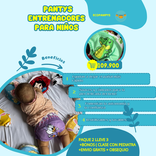 Ecopampys Calzoncitos algodon impermeables  de  Entrenamiento para niños -ayuda a Dejar el pañal  🎁 Pague 2 LLEVA 3  + BONOS GRATIS